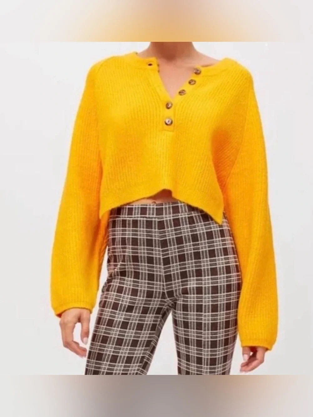 BDG Harlow Henley Sweater Gold